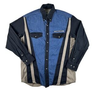 Vtg Express Riders Shirt Mens Medium Colorblock Long Sleeve Button Down Western